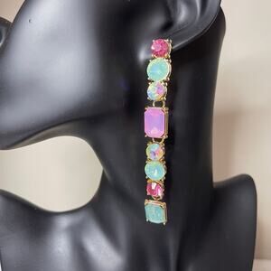 NEW Earrings Fruit Salad Rhinestone Pierced 3 1/2" Dangle Fashion Jewelry m
